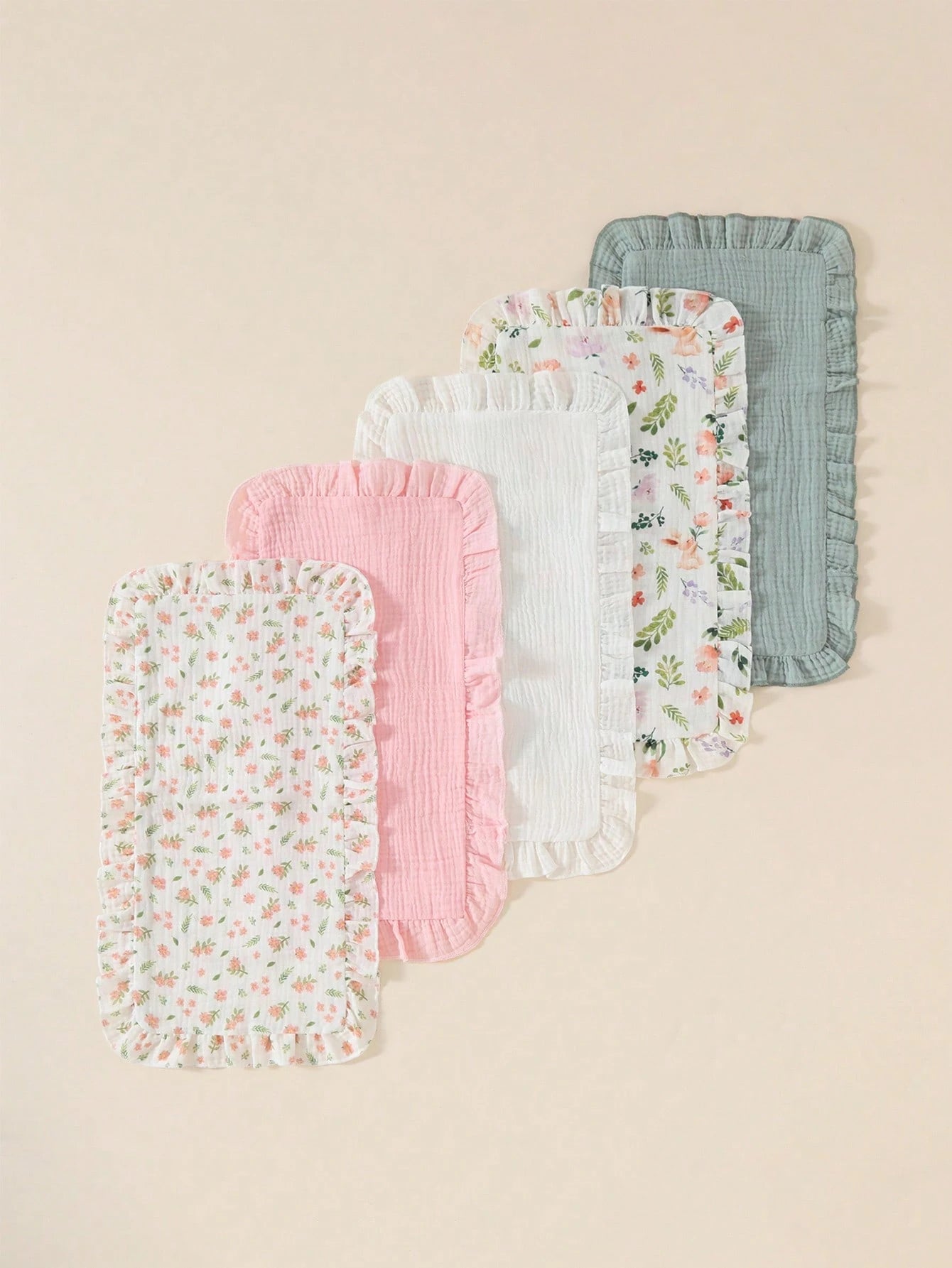 5pcs Soft & Comfortable Cotton Baby Bibs/Burp Cloths Set