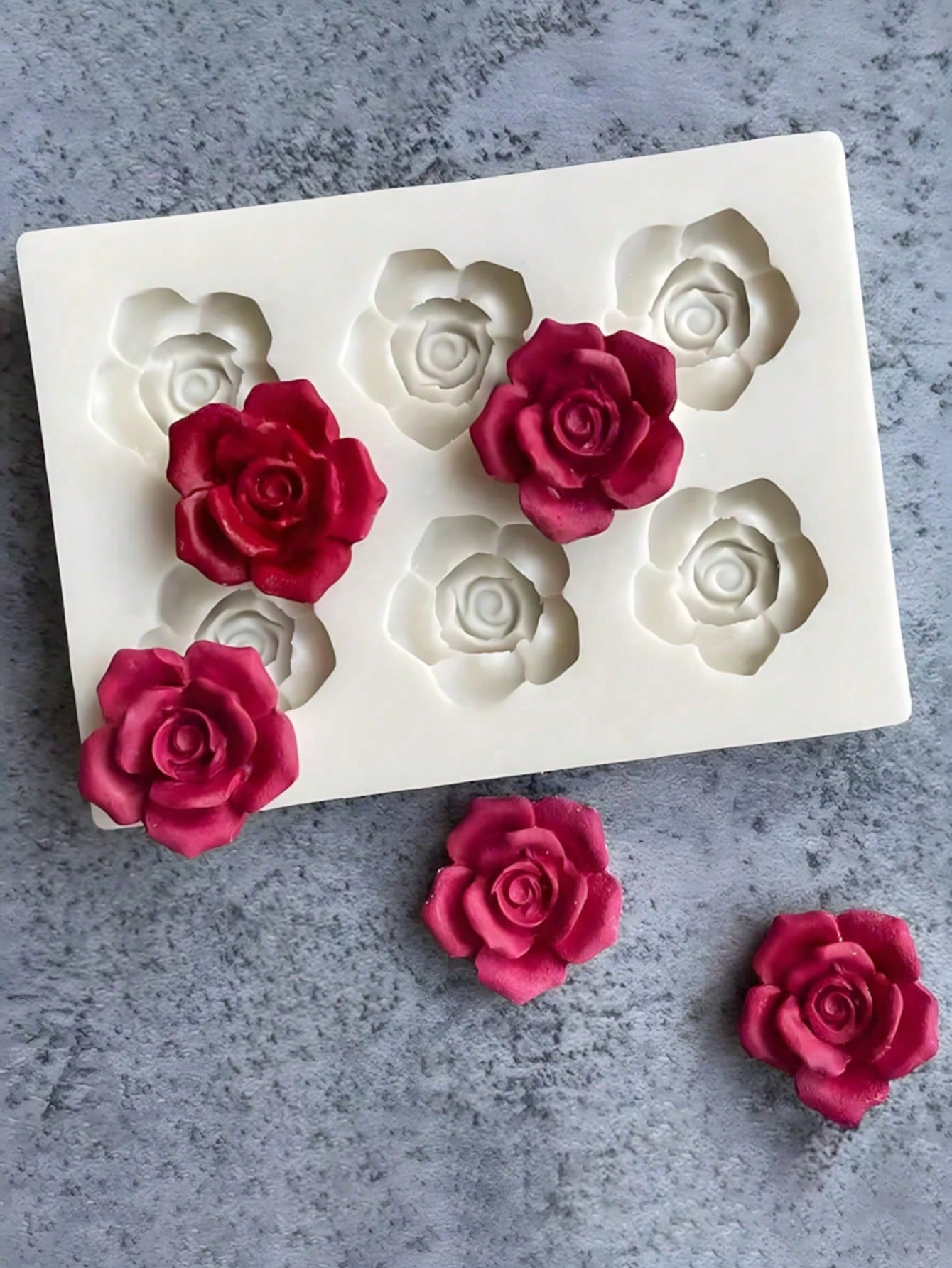 6-Cavity Rose Shaped 3D Silicone Mold- Flower Design Mold For Candle Making, Soap Making, Wax Melts, Resin Crafts And DIY Projects| Reusable Non-Stick Silicone Molding Tool, Suitable For Craft Enthu