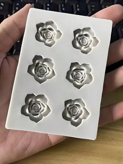 6-Cavity Rose Shaped 3D Silicone Mold- Flower Design Mold For Candle Making, Soap Making, Wax Melts, Resin Crafts And DIY Projects| Reusable Non-Stick Silicone Molding Tool, Suitable For Craft Enthu
