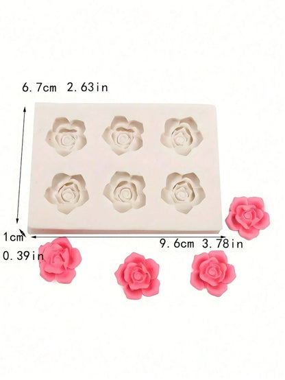 6-Cavity Rose Shaped 3D Silicone Mold- Flower Design Mold For Candle Making, Soap Making, Wax Melts, Resin Crafts And DIY Projects| Reusable Non-Stick Silicone Molding Tool, Suitable For Craft Enthu