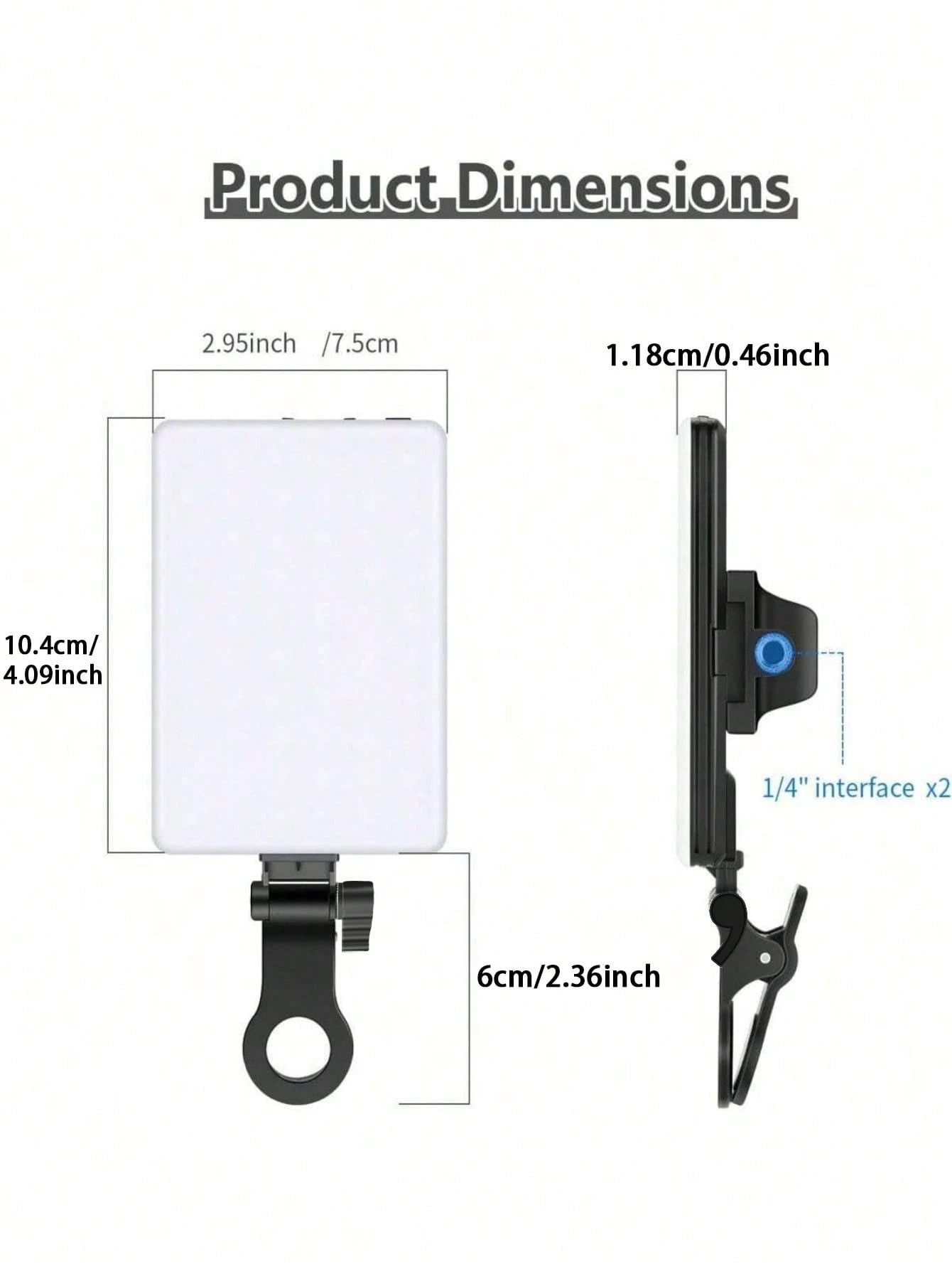 60 LED High Power Rechargeable Clip Fill Video Conference Light With Front & Back Clip, Adjusted 3 Light Modes For Phone, Compatible With IPhone, Android, IPad, Laptop, For Makeup,Selfie, Vlog