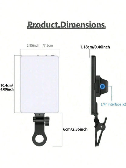 60 LED High Power Rechargeable Clip Fill Video Conference Light With Front & Back Clip, Adjusted 3 Light Modes For Phone, Compatible With IPhone, Android, IPad, Laptop, For Makeup,Selfie, Vlog