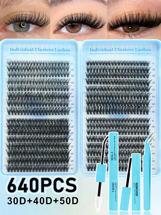 640pcs D Curl Faux Mink Eyelashes, Voluminous & Full, Lightweight &, Large Capacity Single Lash Set, Can Be Paired With Glue, Remover, Tweezers As Needed, Soft Mixed Style Lashes, Create 3D Dimension