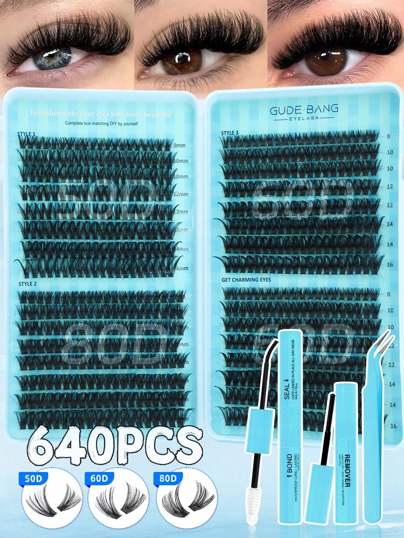 640pcs D Curl Faux Mink Eyelashes, Voluminous & Full, Lightweight &, Large Capacity Single Lash Set, Can Be Paired With Glue, Remover, Tweezers As Needed, Soft Mixed Style Lashes, Create 3D Dimension