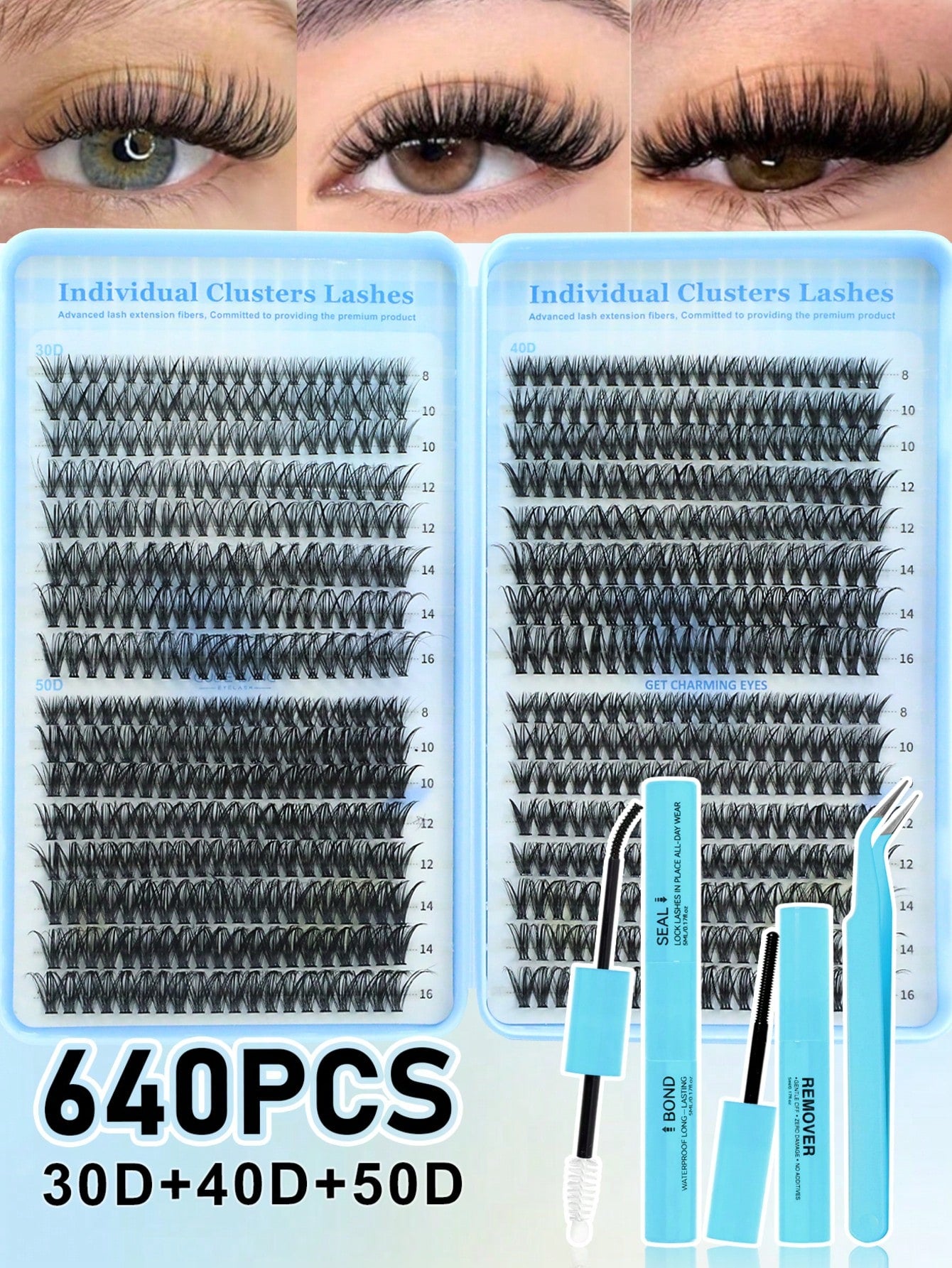 640pcs D Curl Faux Mink Eyelashes, Voluminous & Full, Lightweight &, Large Capacity Single Lash Set, Can Be Paired With Glue, Remover, Tweezers As Needed, Soft Mixed Style Lashes, Create 3D Dimension
