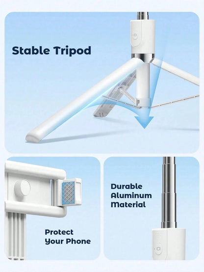 68'' Extendable Selfie Stick Tripod With Wireless Remote & Light – Reinforced Tripod, Multi Functional Extendable & Portable Phone Tripod With Remote,With Light,Compatible With IPhone 17 Pro Max/13/12