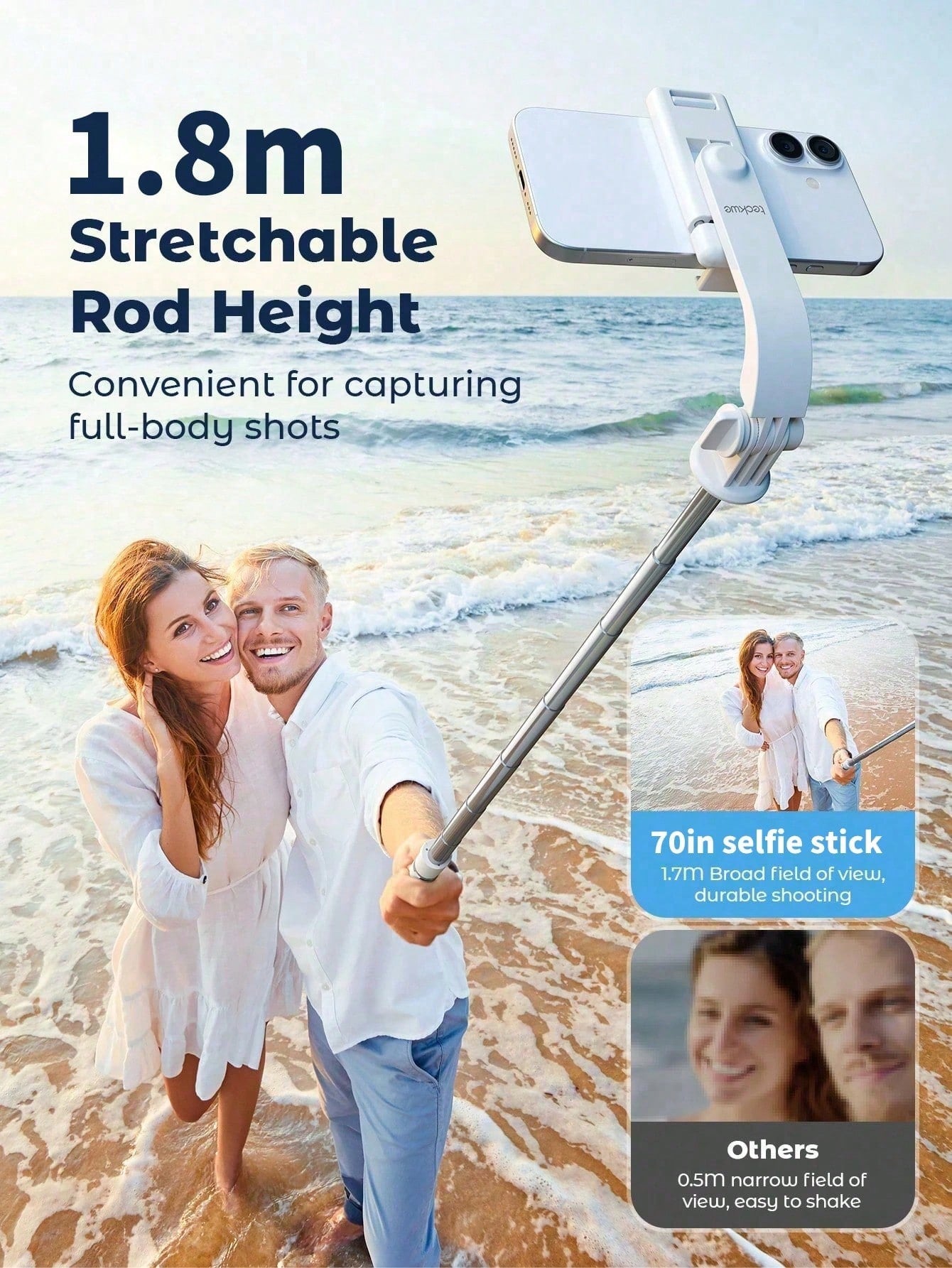 68'' Extendable Selfie Stick Tripod With Wireless Remote & Light – Reinforced Tripod, Multi Functional Extendable & Portable Phone Tripod With Remote,With Light,Compatible With IPhone 17 Pro Max/13/12