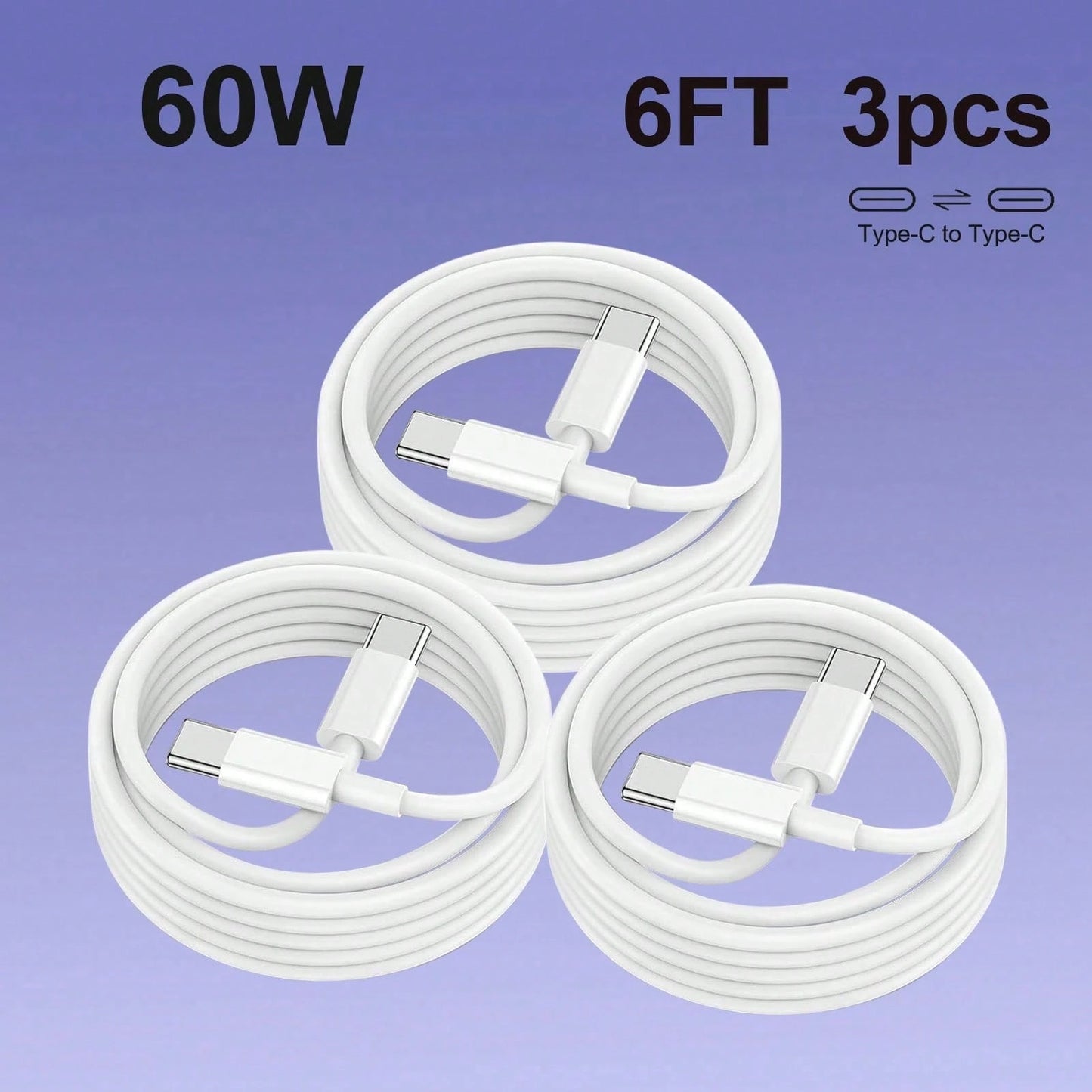 6ft 60W USB-C To USB-C Fast Charging Cable Compatible With Apple I Phone 15/16 Pro/Pro Max/Plus, IPad Pro/Air 5, Air Compatible With IPhone 16, 16 Pro Max, 15, 15 Plus, 15 Pro, 15 Pro Max,Compatible W