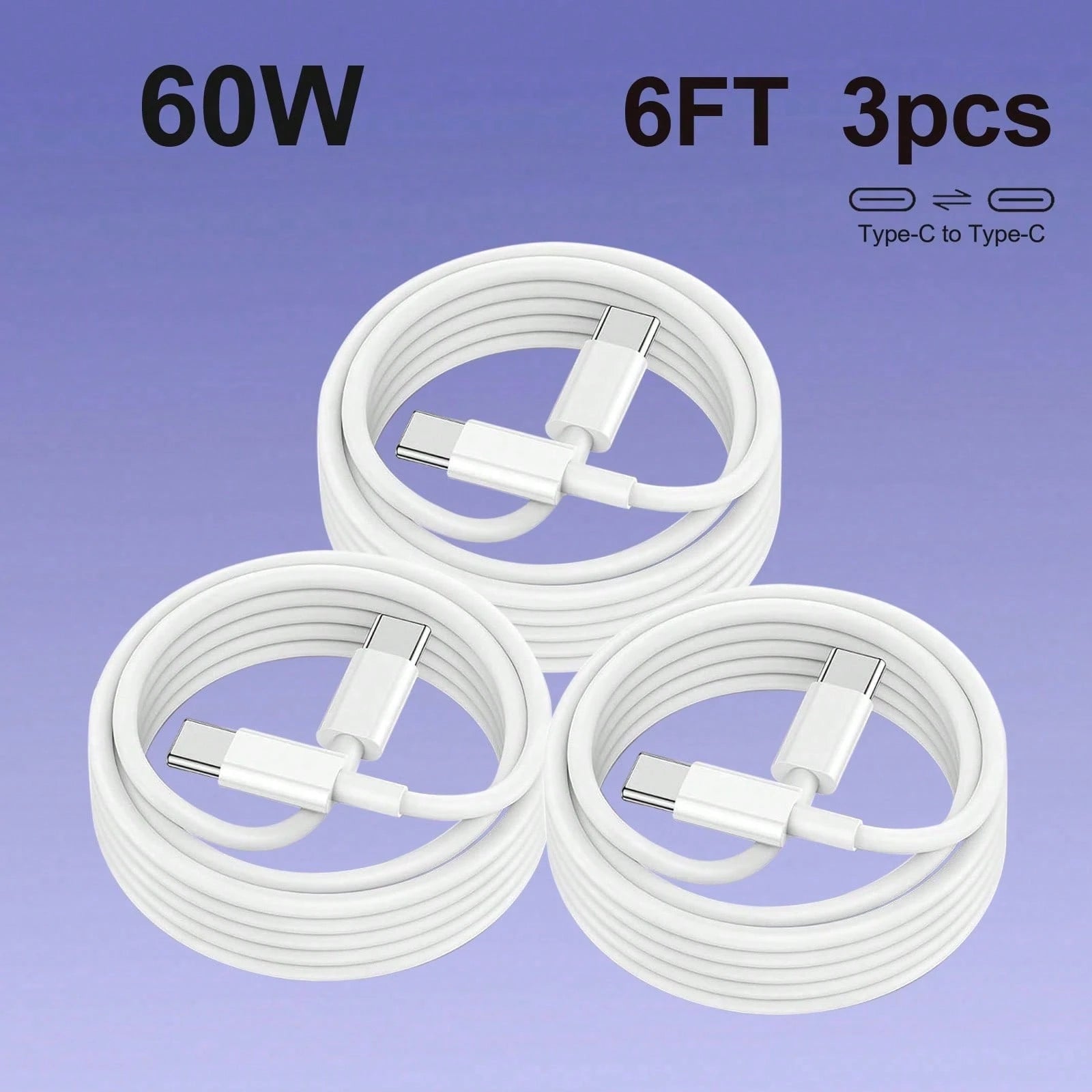 6ft 60W USB-C To USB-C Fast Charging Cable Compatible With Apple I Phone 15/16 Pro/Pro Max/Plus, IPad Pro/Air 5, Air Compatible With IPhone 16, 16 Pro Max, 15, 15 Plus, 15 Pro, 15 Pro Max,Compatible W