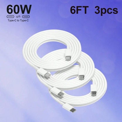6ft 60W USB-C To USB-C Fast Charging Cable Compatible With Apple I Phone 15/16 Pro/Pro Max/Plus, IPad Pro/Air 5, Air Compatible With IPhone 16, 16 Pro Max, 15, 15 Plus, 15 Pro, 15 Pro Max,Compatible W