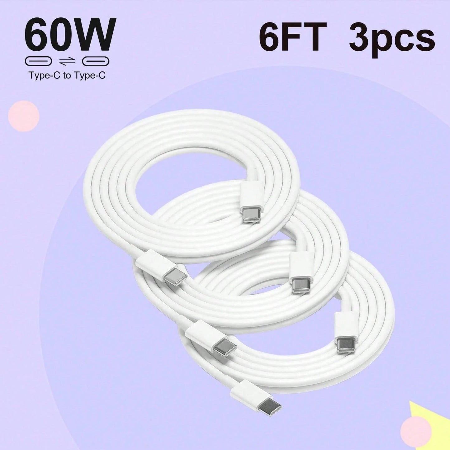 6ft 60W USB-C To USB-C Fast Charging Cable Compatible With Apple I Phone 15/16 Pro/Pro Max/Plus, IPad Pro/Air 5, Air Compatible With IPhone 16, 16 Pro Max, 15, 15 Plus, 15 Pro, 15 Pro Max,Compatible W