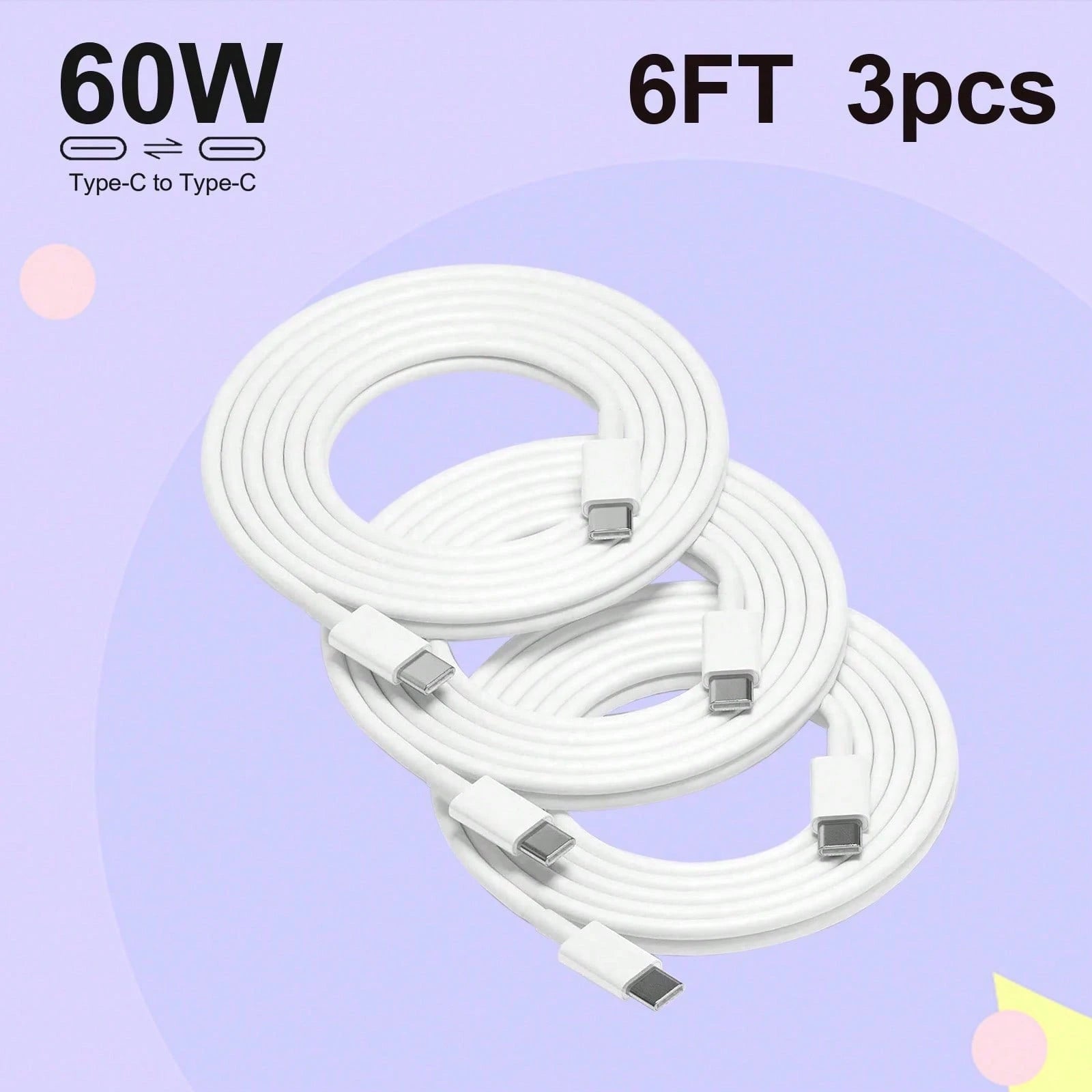 6ft 60W USB-C To USB-C Fast Charging Cable Compatible With Apple I Phone 15/16 Pro/Pro Max/Plus, IPad Pro/Air 5, Air Compatible With IPhone 16, 16 Pro Max, 15, 15 Plus, 15 Pro, 15 Pro Max,Compatible W