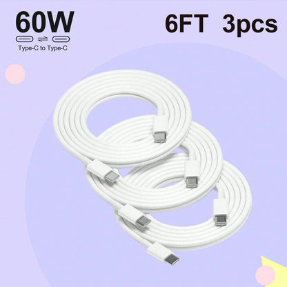 6ft 60W USB-C To USB-C Fast Charging Cable Compatible With Apple I Phone 15/16 Pro/Pro Max/Plus, IPad Pro/Air 5, Air Compatible With IPhone 16, 16 Pro Max, 15, 15 Plus, 15 Pro, 15 Pro Max,Compatible W