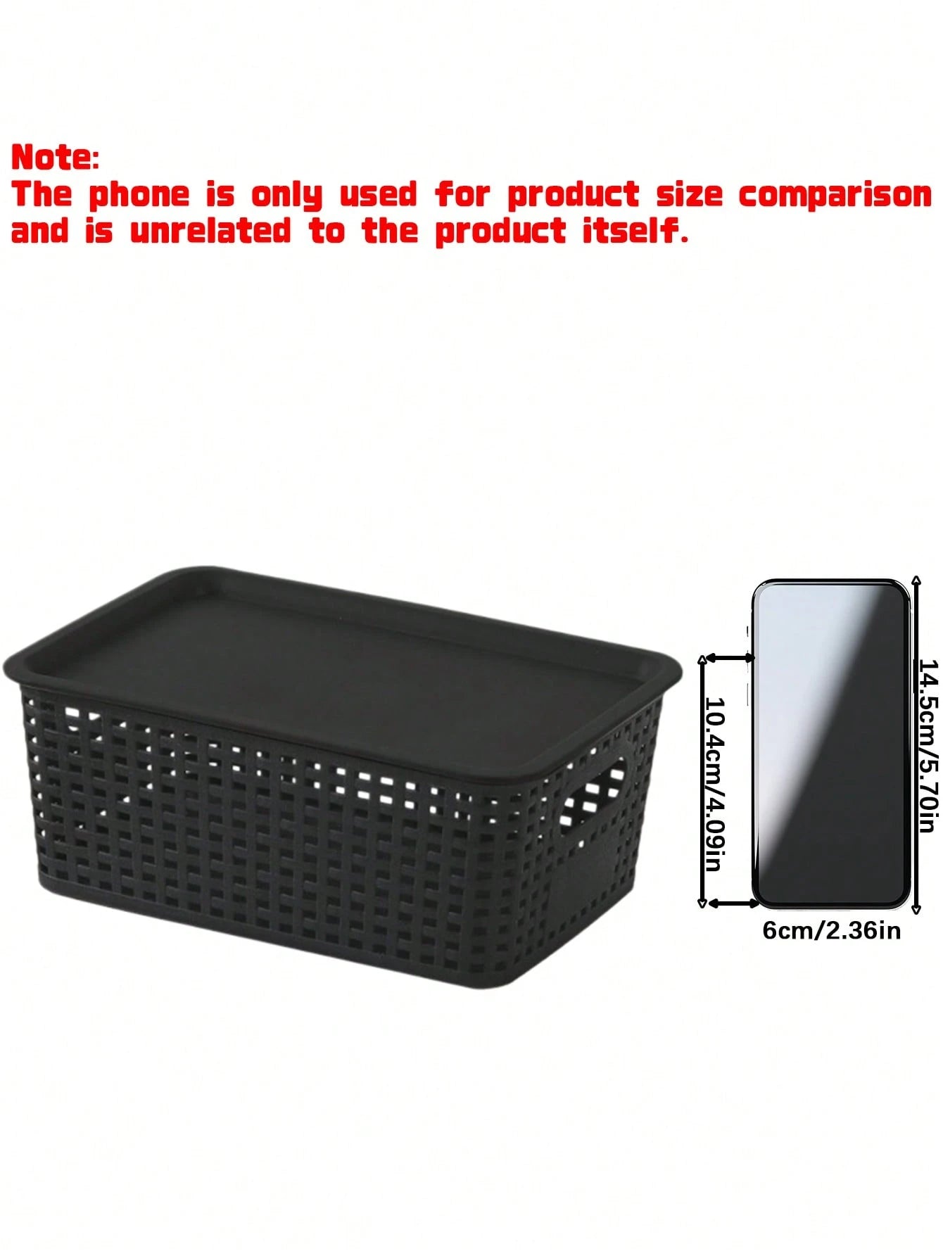 6pcs Black Stackable Plastic Storage Baskets Multipurpose Organizer Bins For Shelves Drawers Desktop Closet Playroom Classroom Office Home Storage