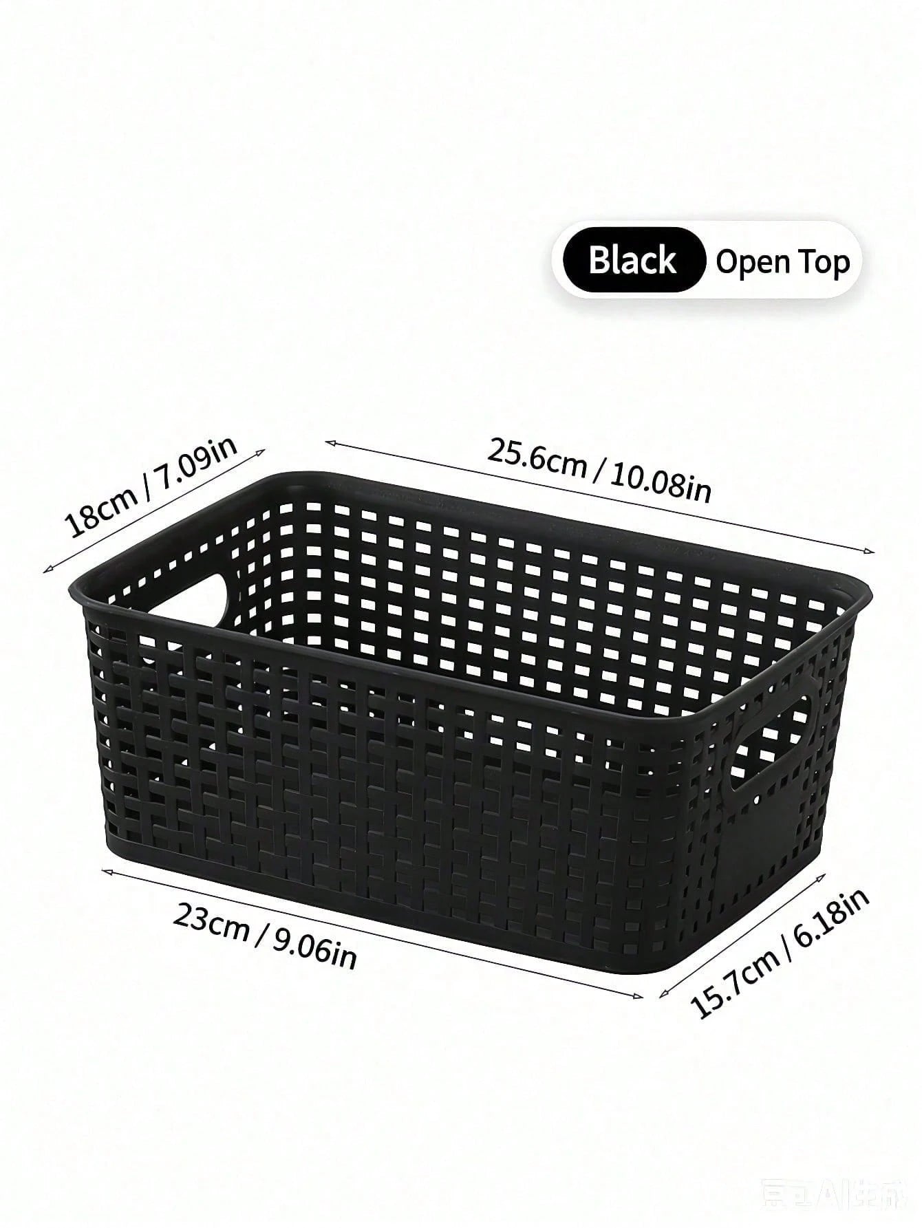 6pcs Black Stackable Plastic Storage Baskets Multipurpose Organizer Bins For Shelves Drawers Desktop Closet Playroom Classroom Office Home Storage