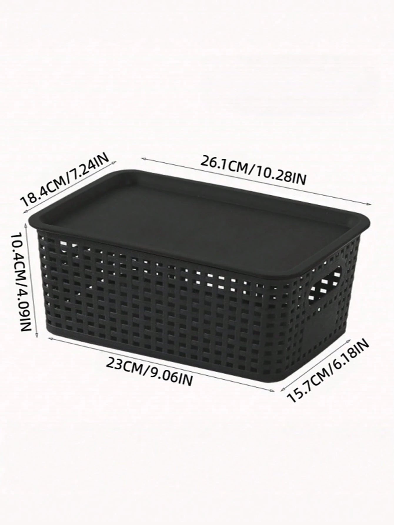 6pcs Black Stackable Plastic Storage Baskets Multipurpose Organizer Bins For Shelves Drawers Desktop Closet Playroom Classroom Office Home Storage