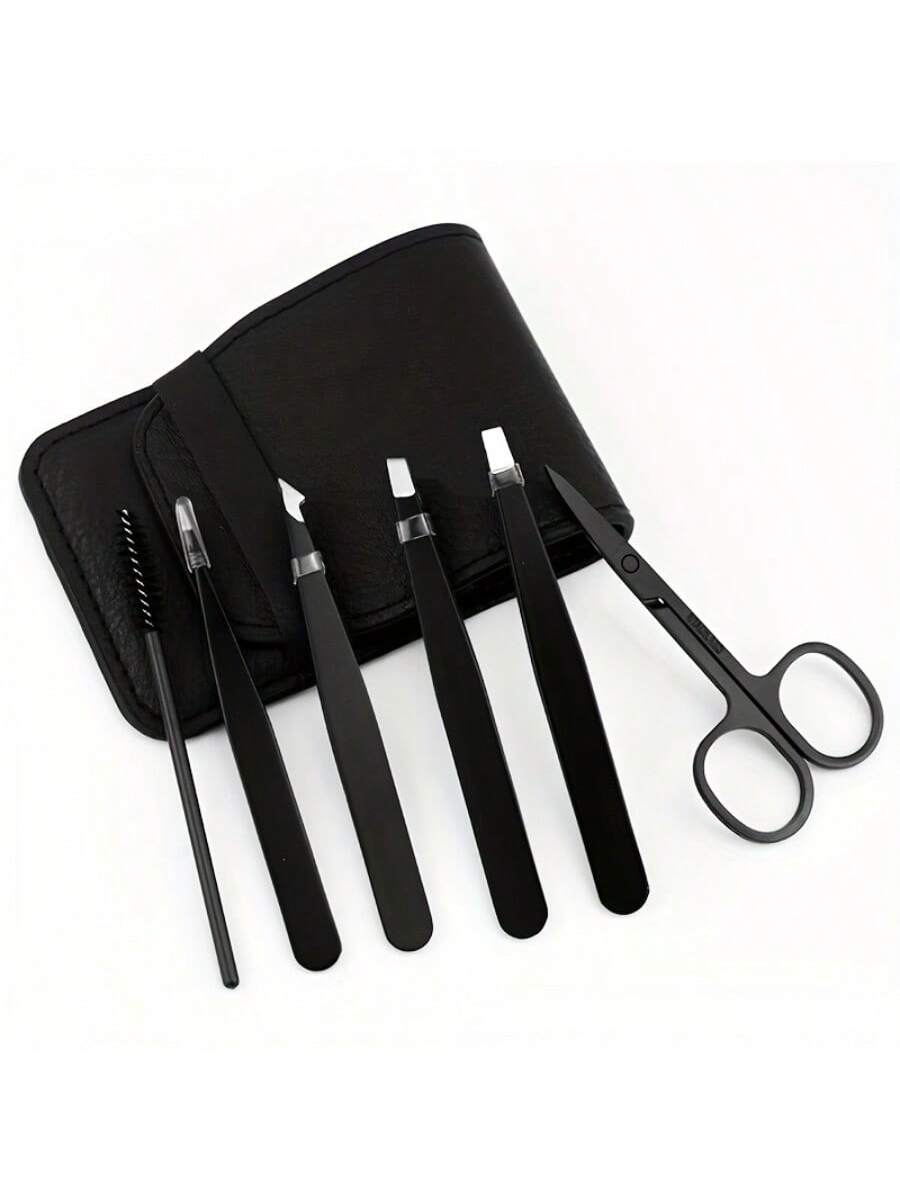 6pcs Eyebrow Kit- Unisex Multi-Functional Eyebrow Grooming Set For Trimming, Shaping And Exfoliating- Includes Eyebrow Tweezers, Brush And Scissors,Makeup,Cheap,Room Decor,Vanity,Travel,Bedroom,Make