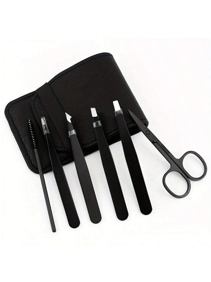 6pcs Eyebrow Kit- Unisex Multi-Functional Eyebrow Grooming Set For Trimming, Shaping And Exfoliating- Includes Eyebrow Tweezers, Brush And Scissors,Makeup,Cheap,Room Decor,Vanity,Travel,Bedroom,Make