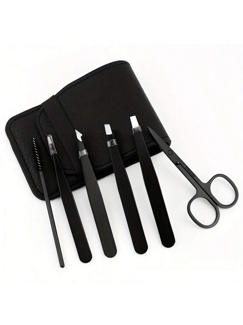 6pcs Eyebrow Kit- Unisex Multi-Functional Eyebrow Grooming Set For Trimming, Shaping And Exfoliating- Includes Eyebrow Tweezers, Brush And Scissors,Makeup,Cheap,Room Decor,Vanity,Travel,Bedroom,Make