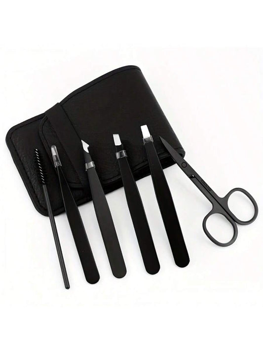 6pcs Eyebrow Kit- Unisex Multi-Functional Eyebrow Grooming Set For Trimming, Shaping And Exfoliating- Includes Eyebrow Tweezers, Brush And Scissors,Makeup,Cheap,Room Decor,Vanity,Travel,Bedroom,Make