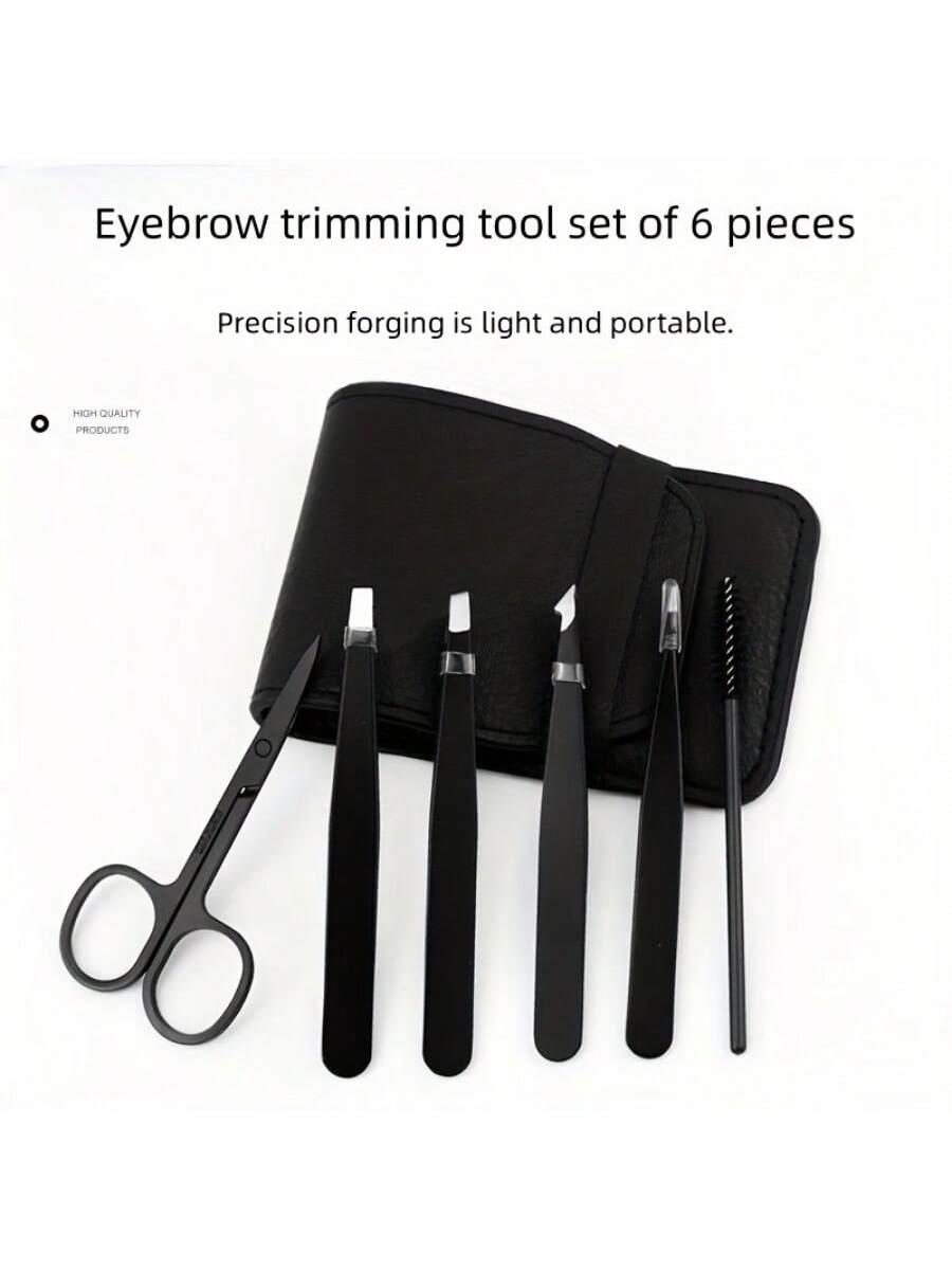 6pcs Eyebrow Kit- Unisex Multi-Functional Eyebrow Grooming Set For Trimming, Shaping And Exfoliating- Includes Eyebrow Tweezers, Brush And Scissors,Makeup,Cheap,Room Decor,Vanity,Travel,Bedroom,Make