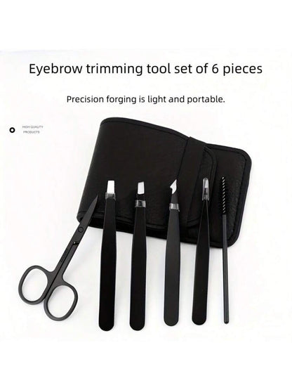 6pcs Eyebrow Kit- Unisex Multi-Functional Eyebrow Grooming Set For Trimming, Shaping And Exfoliating- Includes Eyebrow Tweezers, Brush And Scissors,Makeup,Cheap,Room Decor,Vanity,Travel,Bedroom,Make