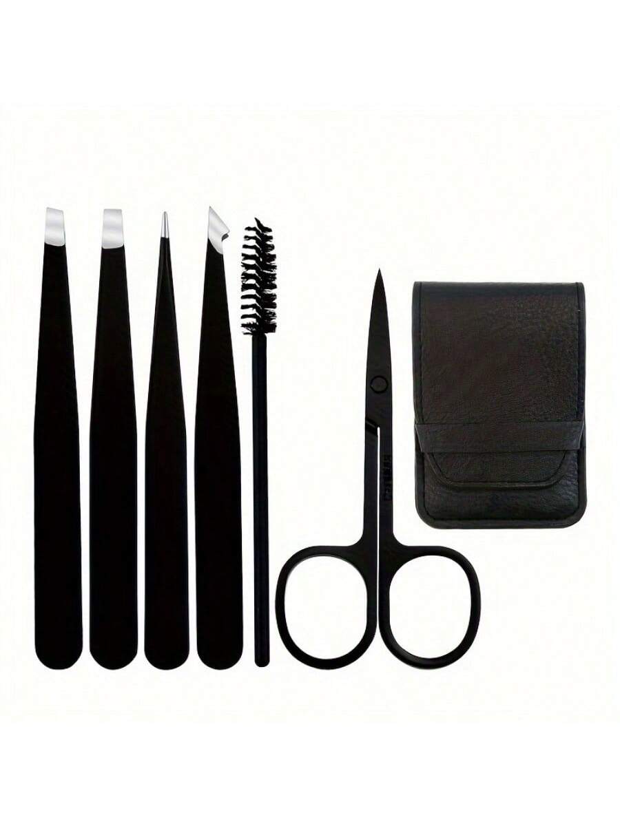 6pcs Eyebrow Kit- Unisex Multi-Functional Eyebrow Grooming Set For Trimming, Shaping And Exfoliating- Includes Eyebrow Tweezers, Brush And Scissors,Makeup,Cheap,Room Decor,Vanity,Travel,Bedroom,Make