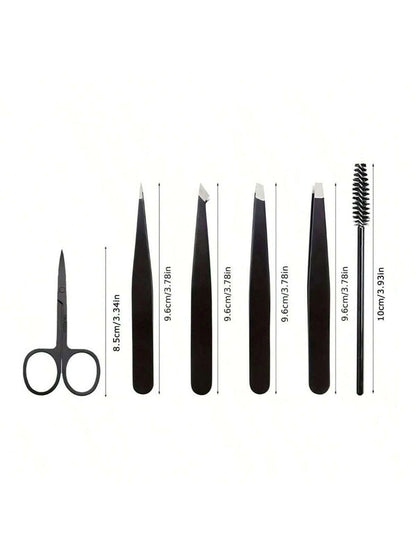 6pcs Eyebrow Kit- Unisex Multi-Functional Eyebrow Grooming Set For Trimming, Shaping And Exfoliating- Includes Eyebrow Tweezers, Brush And Scissors,Makeup,Cheap,Room Decor,Vanity,Travel,Bedroom,Make