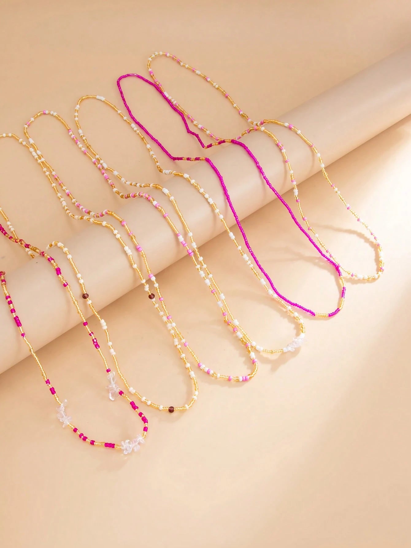6pcs/Set Bohemian Beaded Waist Chain, Sexy Belly Chain Bikini Chain, Women Summer Beach Holiday Body Chain Accessory Y2K