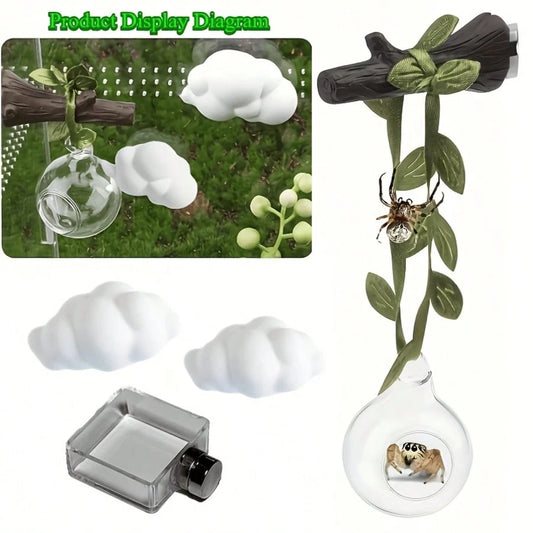 6pcs/Set Jumping Spider Transparent Ball Habitat Decor, Jumping Spider White Cloud Shaped Resting Platform, Perfect Habitat Decor For Jumping Spider Enclosure And Reptile Playground, Insect Terrarium