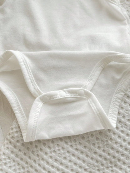 6pcs/Set Newborn Baby Boy Simple Comfortable Solid Color Sleeveless Bodysuit
