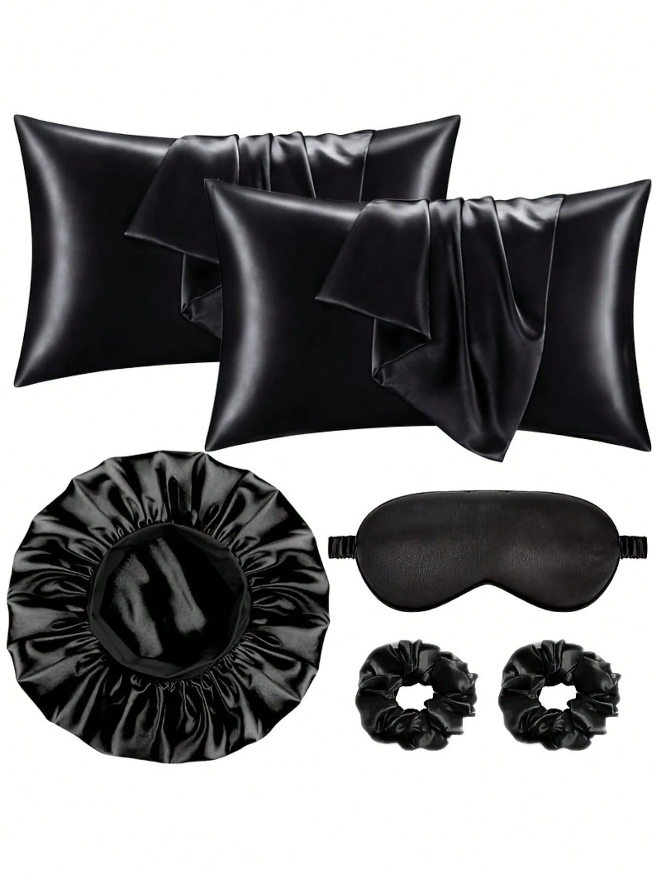 6pcs Sleep Hair Care Set, Including 2 Pillowcases, 1 Hair & Skin Friendly Headband, 1 Sleep Mask, 1 Satin Sleep Cap, And 2 Hair Bands