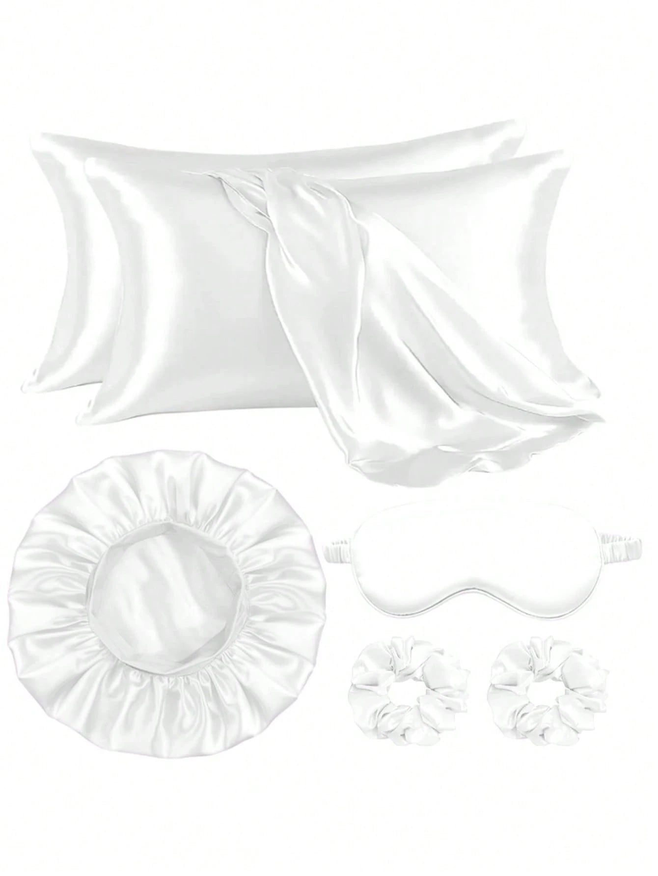 6pcs Sleep Hair Care Set, Including 2 Pillowcases, 1 Hair & Skin Friendly Headband, 1 Sleep Mask, 1 Satin Sleep Cap, And 2 Hair Bands
