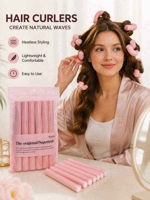 6Pcs Soft Heatless Hair Curlers, Overnight Heatless Curling Rods, No Heat Hair Curlers, No Damage Hair Rollers, Foam Heatless Curlers, Natural Wave Hair Styling Curlers, Comfortable Sleeping Hair Curl