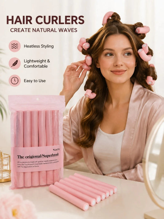 6Pcs Soft Heatless Hair Curlers, Overnight Heatless Curling Rods, No Heat Hair Curlers, No Damage Hair Rollers, Foam Heatless Curlers, Natural Wave Hair Styling Curlers, Comfortable Sleeping Hair Curl