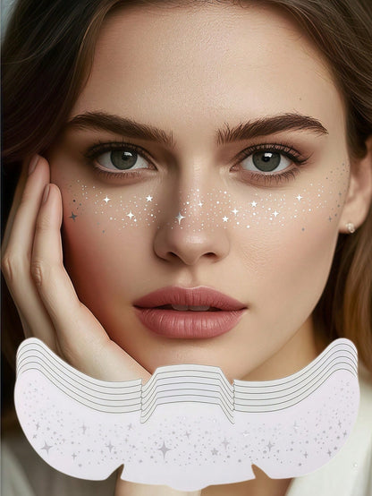 6pcs Sparkle Freckles Glitter Freckles Silver Face Glitter Tattoo For Women Waterproof Temporary Tattoos Adult Cute Makeup Patches For Music Festival Party Dating Easter Summer