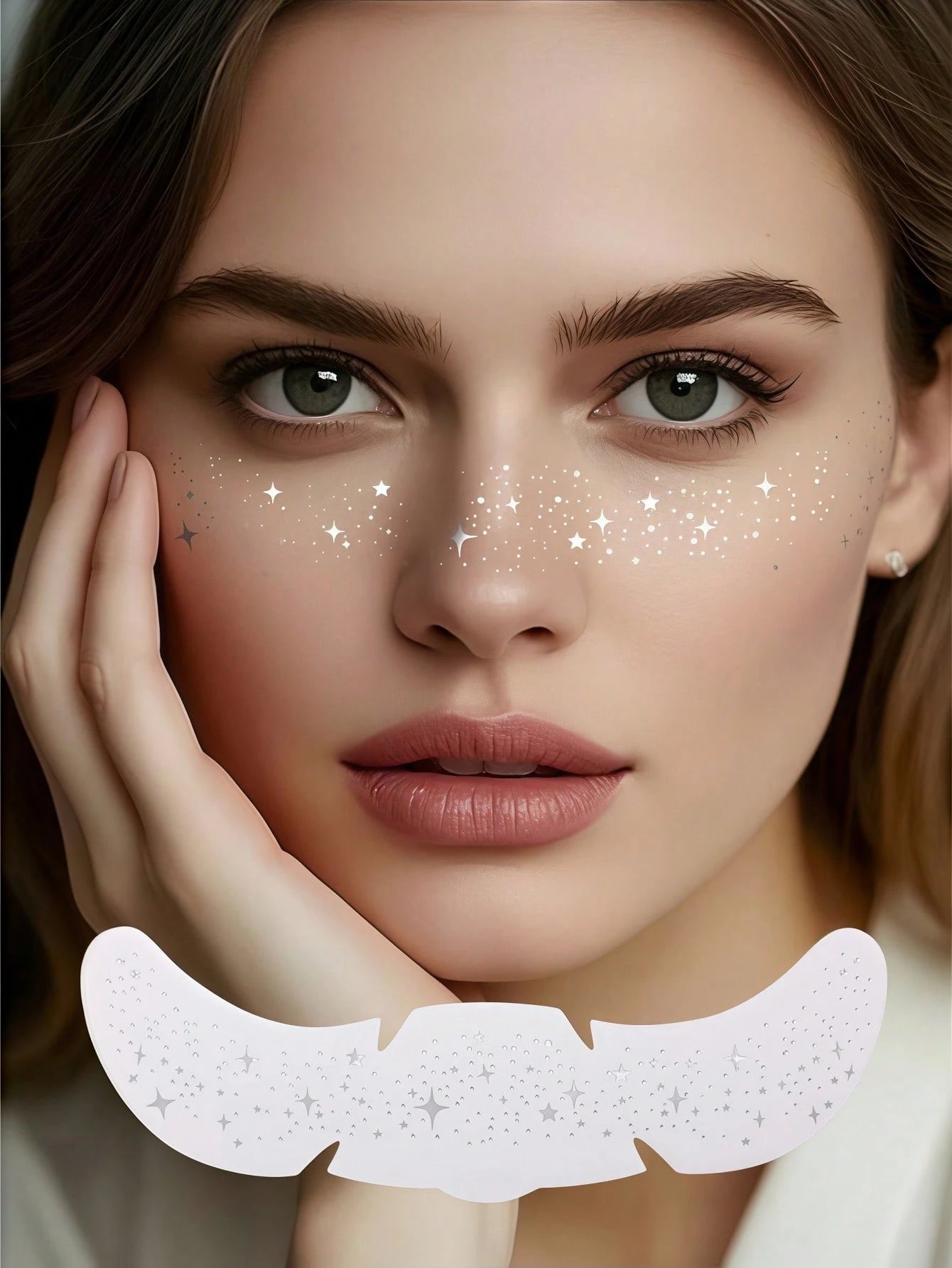 6pcs Sparkle Freckles Glitter Freckles Silver Face Glitter Tattoo For Women Waterproof Temporary Tattoos Adult Cute Makeup Patches For Music Festival Party Dating Easter Summer
