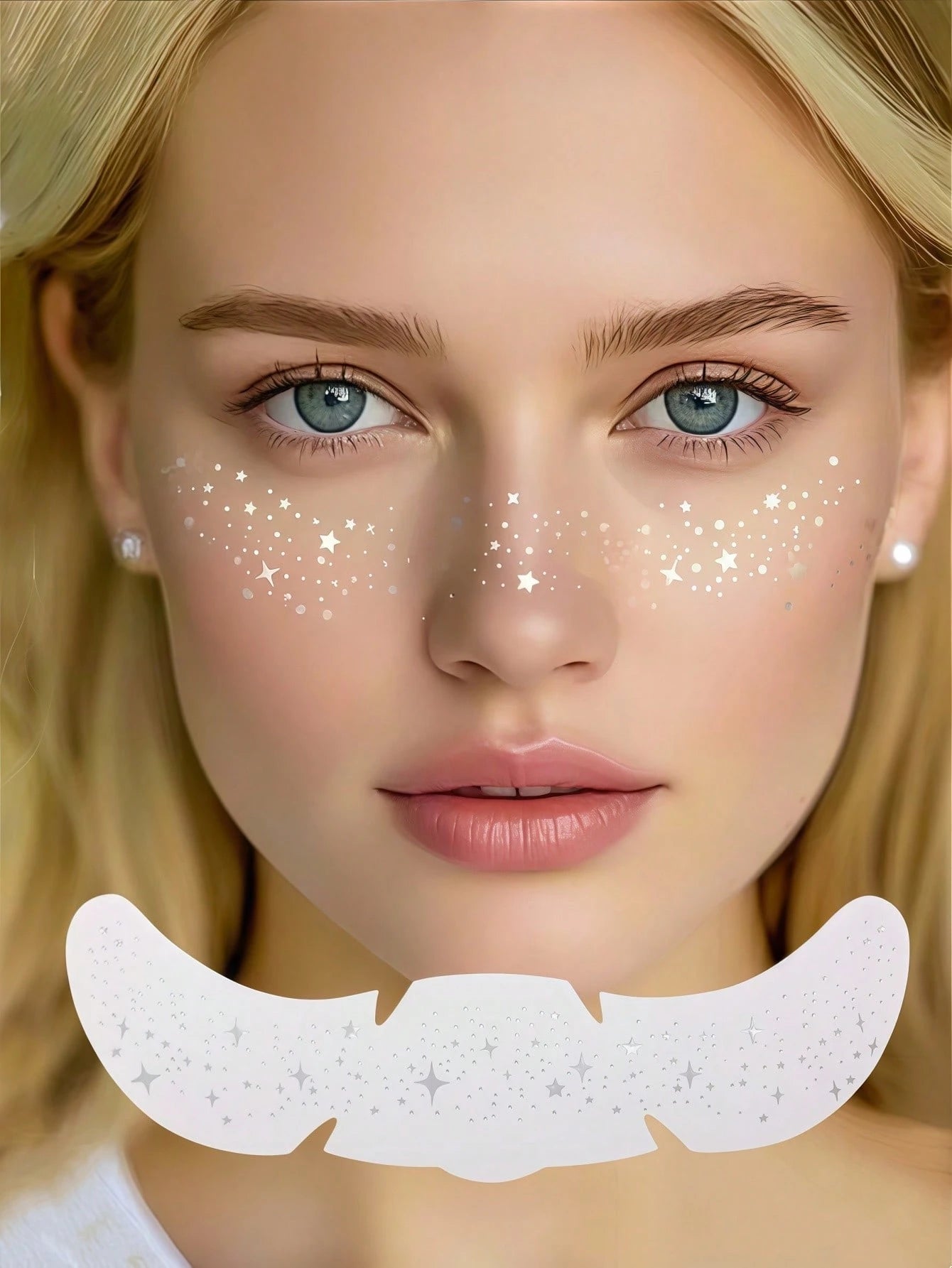 6pcs Sparkle Freckles Glitter Freckles Silver Face Glitter Tattoo For Women Waterproof Temporary Tattoos Adult Cute Makeup Patches For Music Festival Party Dating Easter Summer