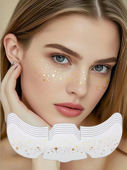 6pcs Sparkle Freckles Glitter Freckles Silver Face Glitter Tattoo For Women Waterproof Temporary Tattoos Adult Cute Makeup Patches For Music Festival Party Dating Easter Summer