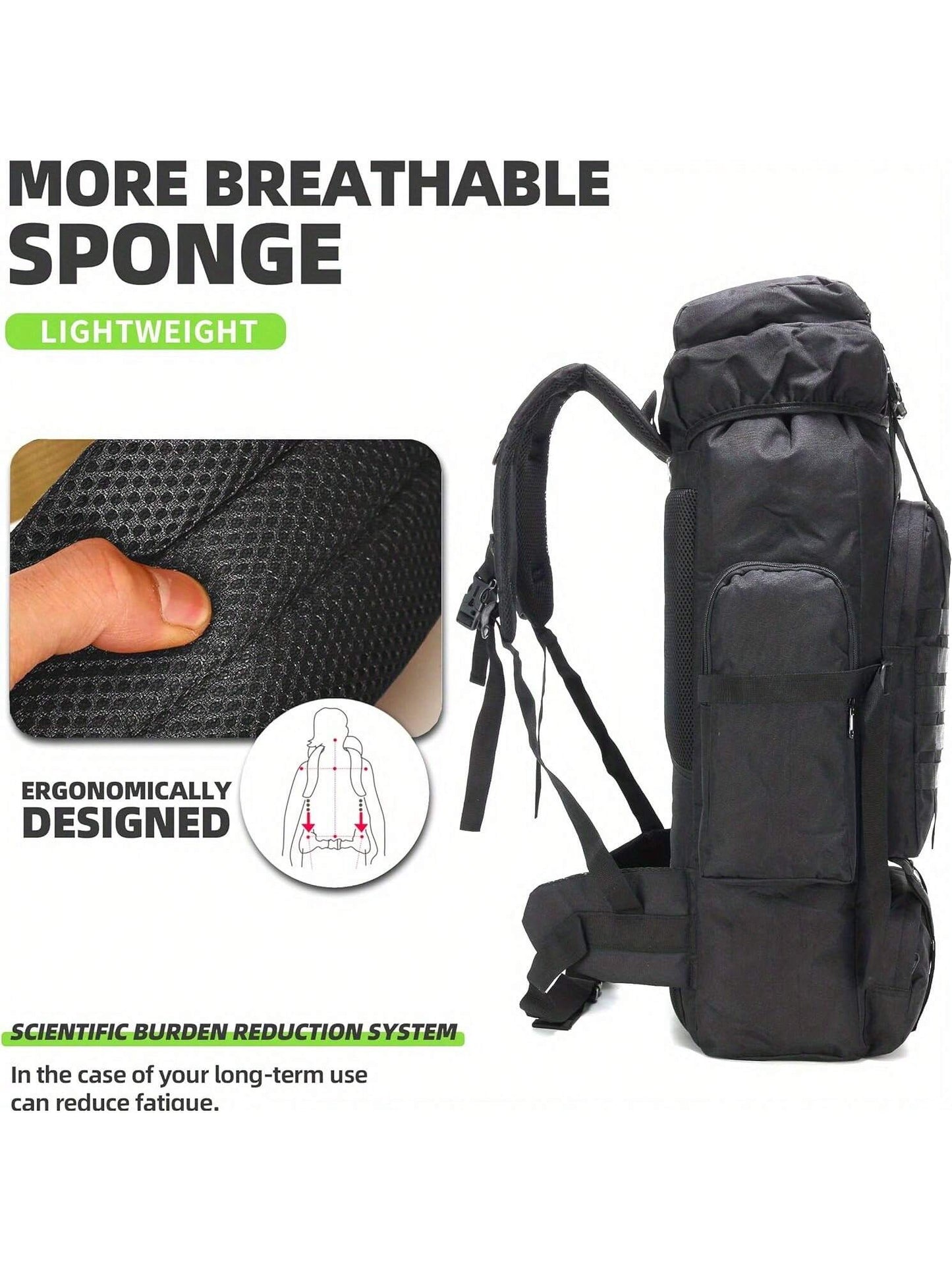 70L Hiking Backpack Military Tactical Camping Adjustable Waterproof Climbing Sport Bags