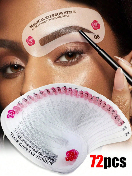 72/24pcs Eyebrow Shaping Template Set, Trimming Tools, Shaping Mold Makeup Set, Makeup And Styling Set, Eyebrow Shaping Set, 24 Eyebrow Templates, 3-Minute Quick Makeup Tool, Makeup Tool, Makeup And S