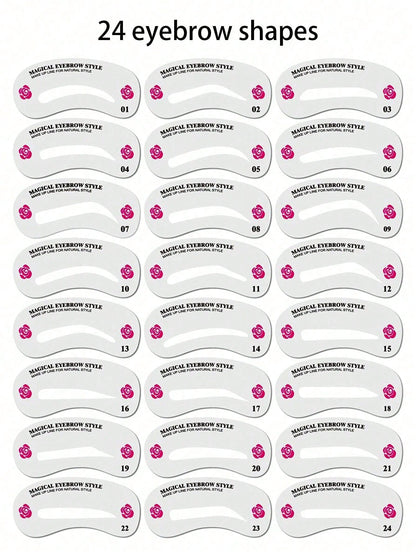 72/24pcs Eyebrow Shaping Template Set, Trimming Tools, Shaping Mold Makeup Set, Makeup And Styling Set, Eyebrow Shaping Set, 24 Eyebrow Templates, 3-Minute Quick Makeup Tool, Makeup Tool, Makeup And S