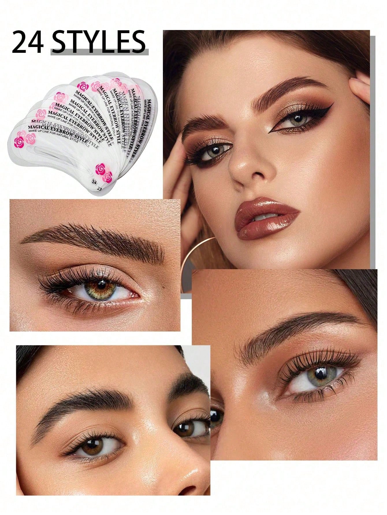 72/24pcs Eyebrow Shaping Template Set, Trimming Tools, Shaping Mold Makeup Set, Makeup And Styling Set, Eyebrow Shaping Set, 24 Eyebrow Templates, 3-Minute Quick Makeup Tool, Makeup Tool, Makeup And S