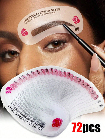 72/24pcs Eyebrow Shaping Template Set, Trimming Tools, Shaping Mold Makeup Set, Makeup And Styling Set, Eyebrow Shaping Set, 24 Eyebrow Templates, 3-Minute Quick Makeup Tool, Makeup Tool, Makeup And S
