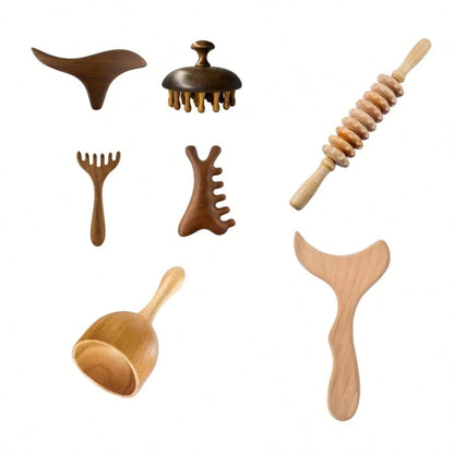 7Pcs Massage Set, Full Body Massage Kit, Full Body Relaxation Set, Face Massager, Nose Massager, Scalp Massager, Hand Massager, Back Massager, Leg Massager, Cupping Cups, Gua Sha Board, Foot Massager