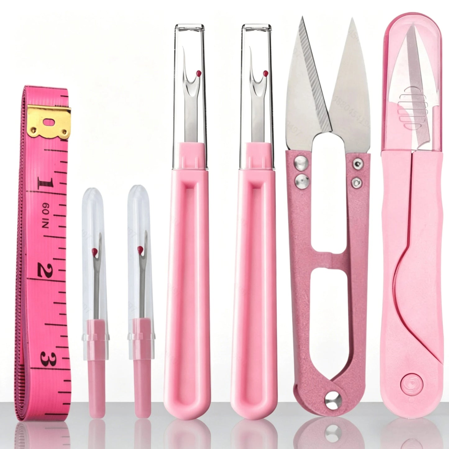 7pcs Pink Sewing Tool Kit- Includes Seam Ripper, Thread Scissors, Soft Ruler, Portable Sewing Kit, Suitable For Beginners, DIY And Clothing Repair
