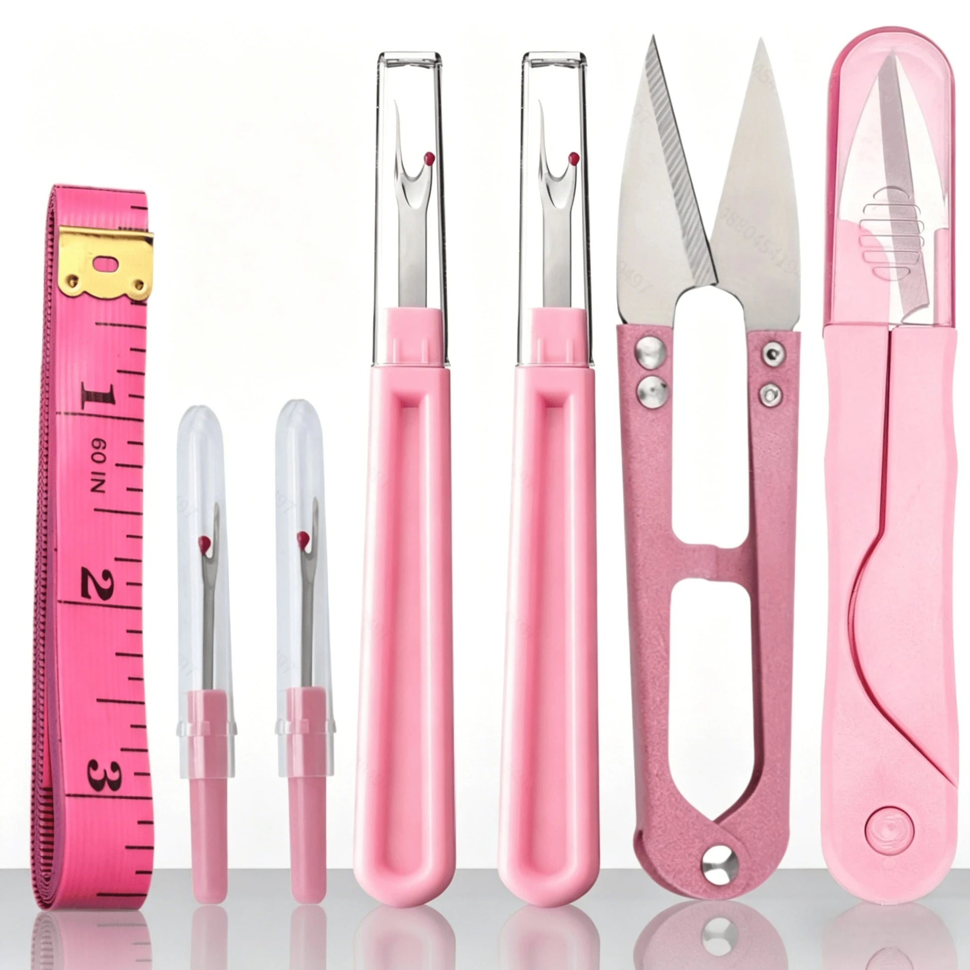 7pcs Pink Sewing Tool Kit- Includes Seam Ripper, Thread Scissors, Soft Ruler, Portable Sewing Kit, Suitable For Beginners, DIY And Clothing Repair