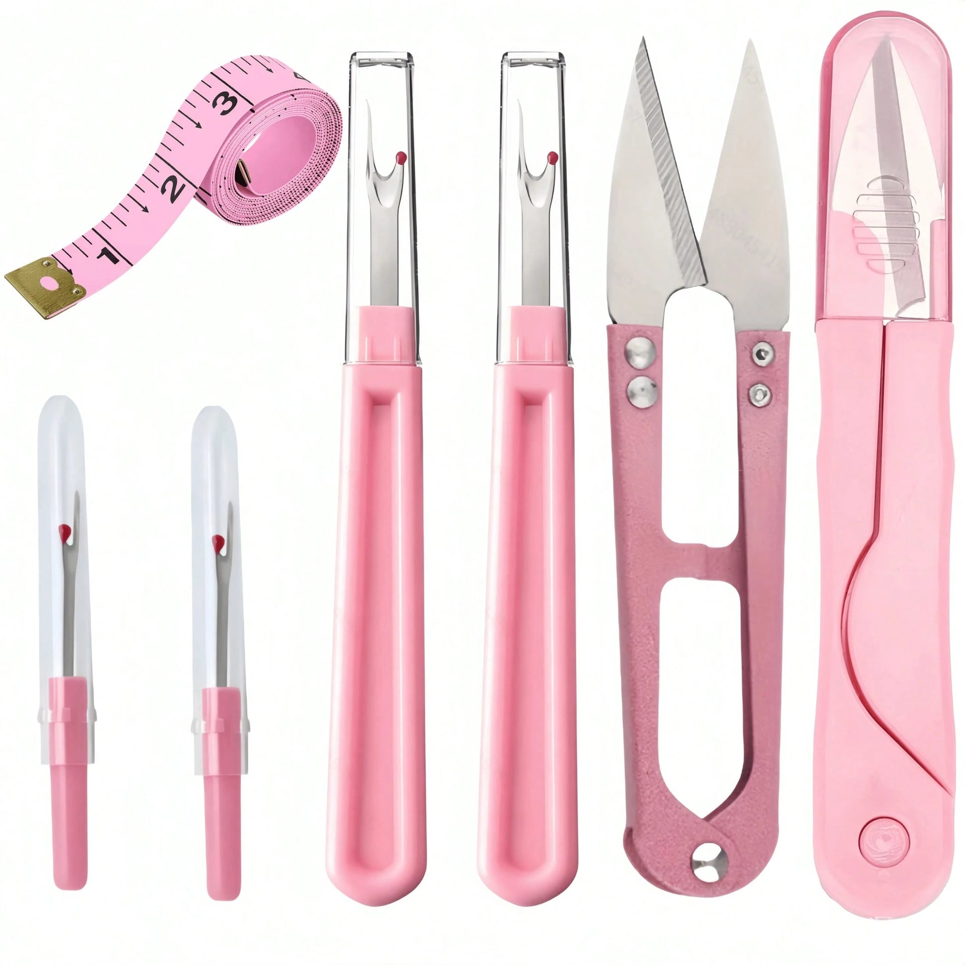 7pcs Pink Sewing Tool Kit- Includes Seam Ripper, Thread Scissors, Soft Ruler, Portable Sewing Kit, Suitable For Beginners, DIY And Clothing Repair