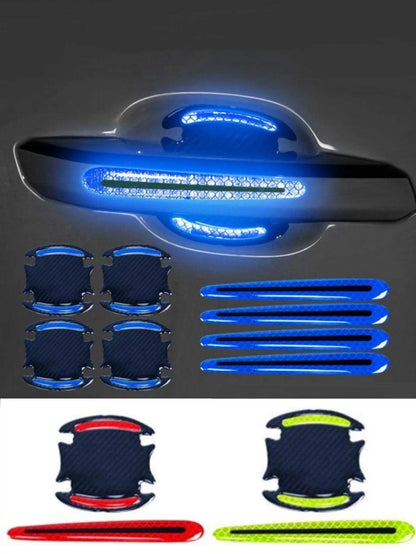 8-Pcs Car Door Handle And Bowl Reflective Stickers Set (4 Door Bowls + 4 Handles)