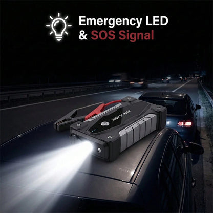 8000mAh Jump Starter For Car Battery, 12V Portable Auto Booster Pack With 800A Peak Current, Smart Battery Clamps, Digital Display, LED Flashlight With SOS, Emergency Power Bank For Gasoline And Vehic